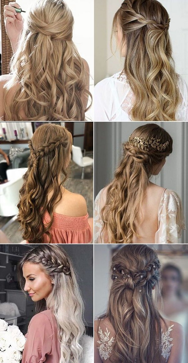 long half up half down wedding hairstyles