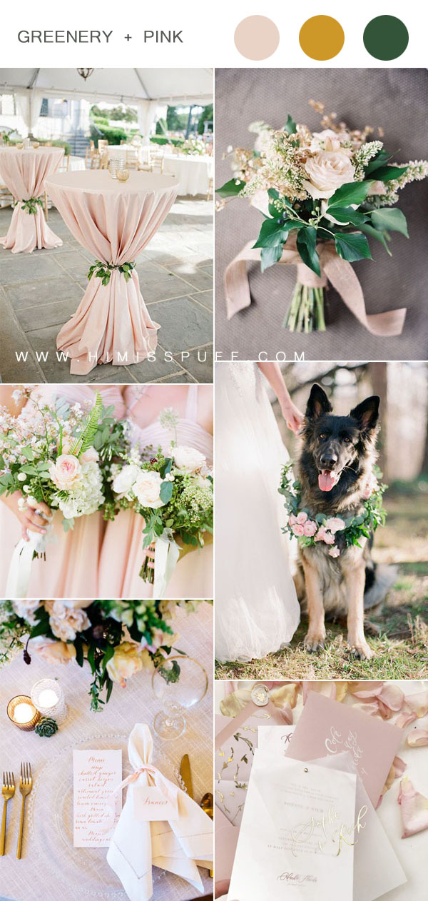pink and greenery simple wedding ideas