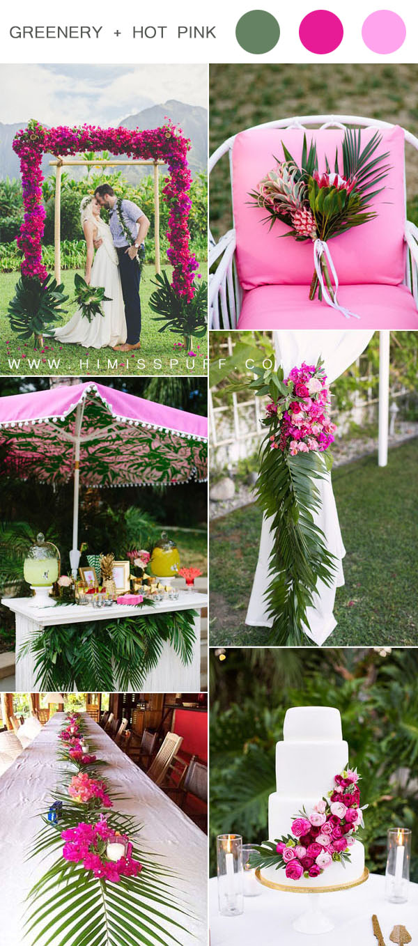 plam leave hot pink tropical wedding inspiration
