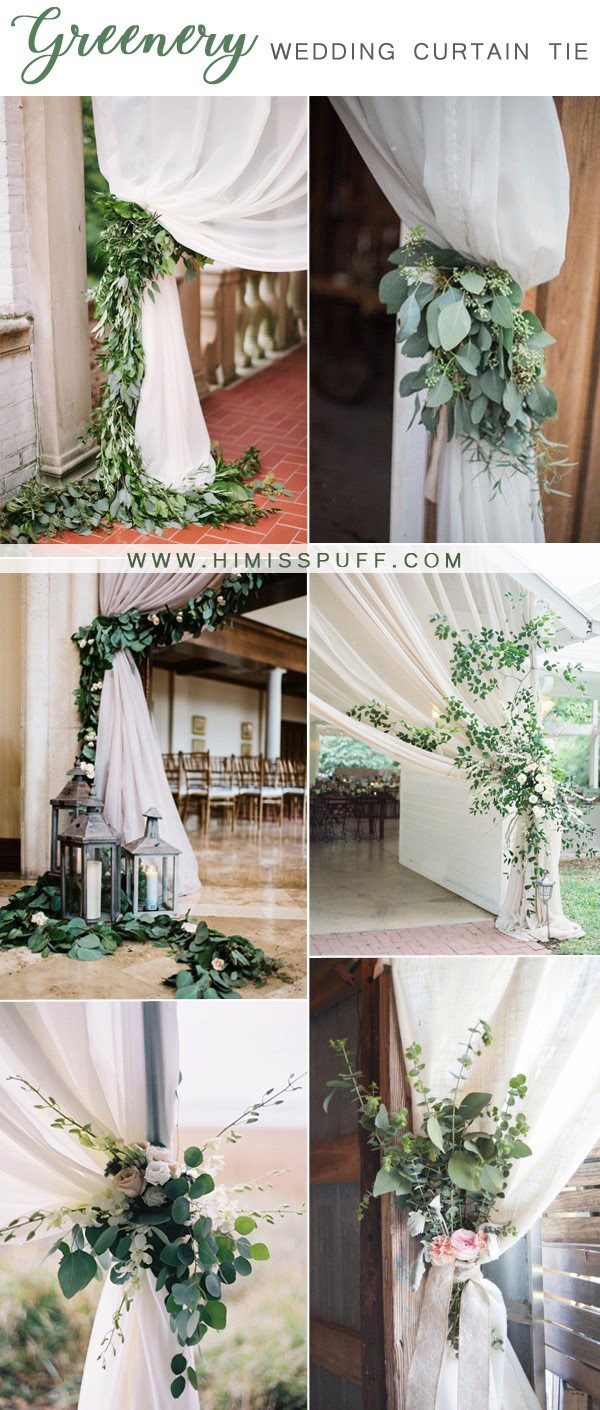 pretty greenery wedding curtain ties ideas