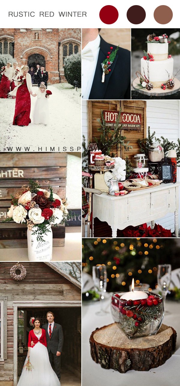 red rustic chritsmas wedding color inspiration for winter weddings