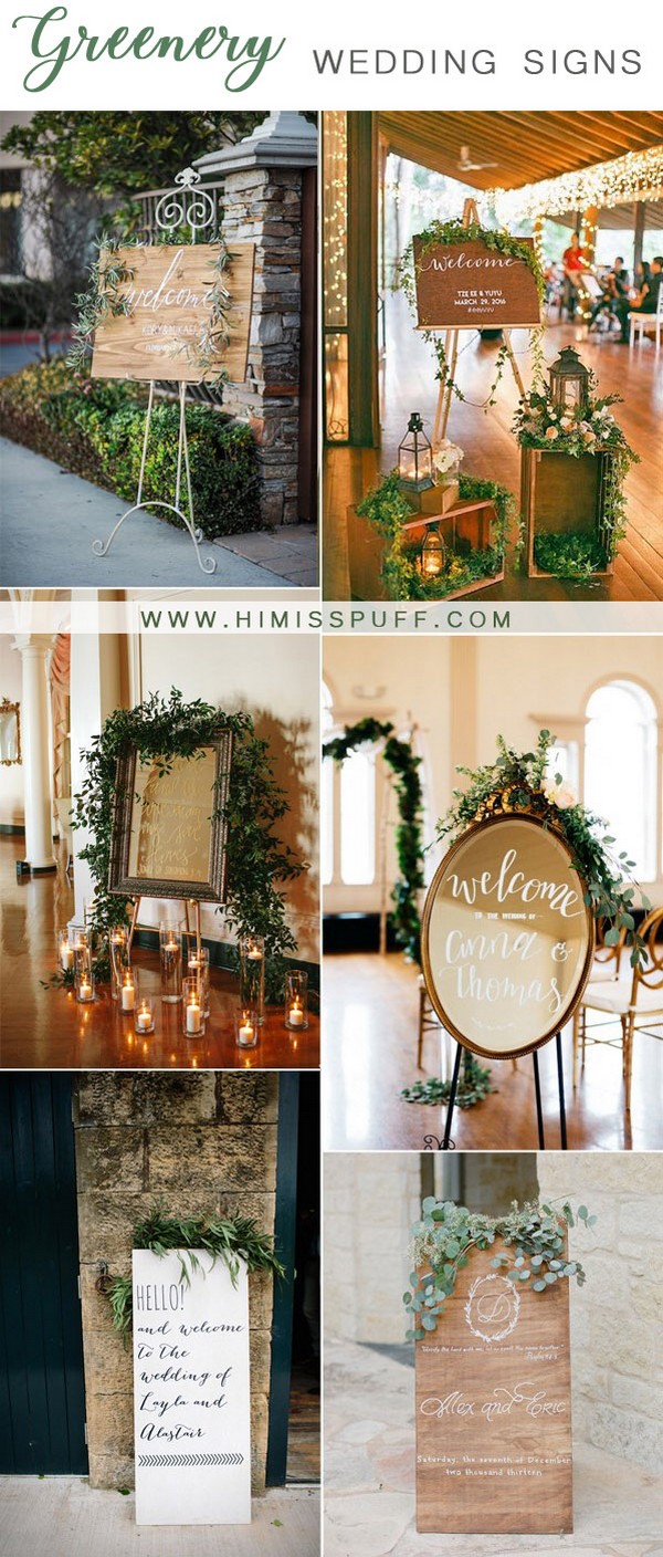 trending greenery wedding welcome signs ideas