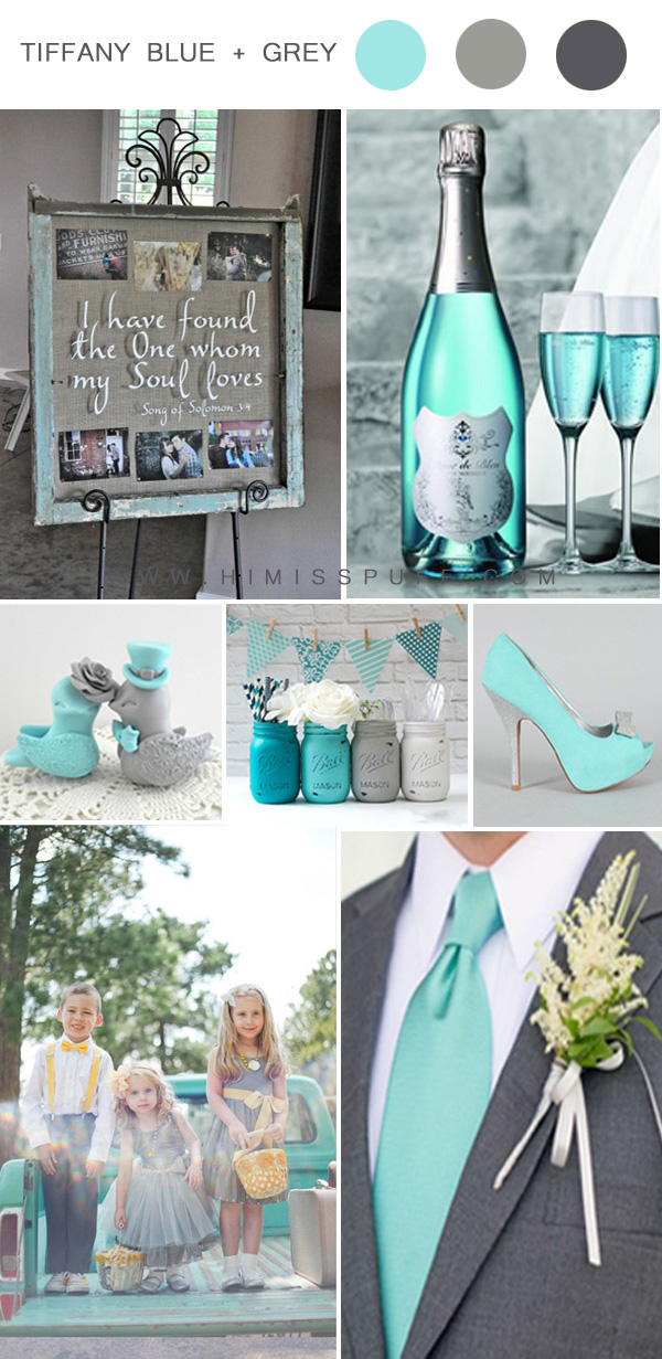 vintage tiffany blue and grey wedding color ideas