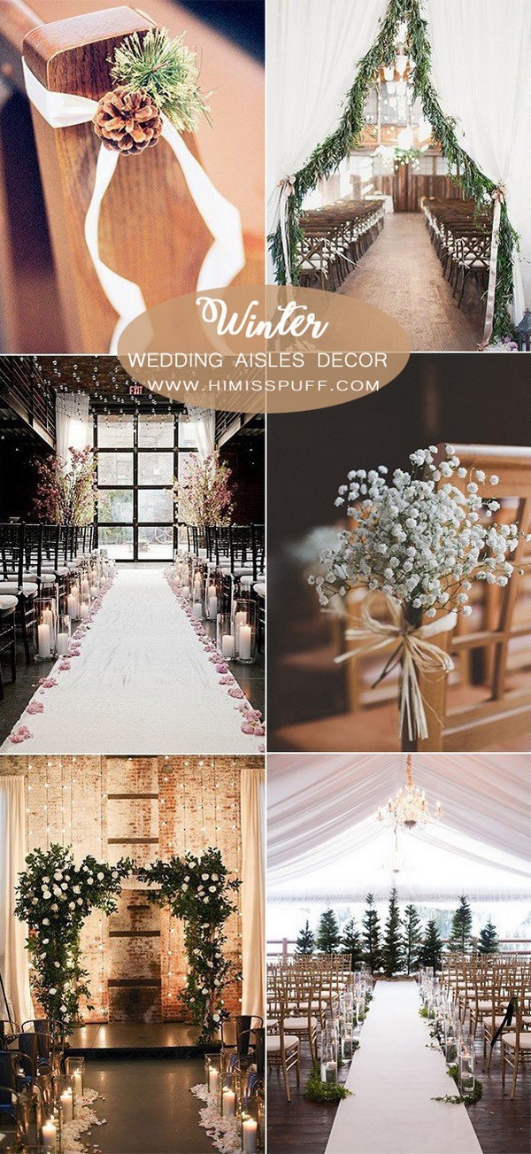 winter wedding aisles ceremony decoration ideas