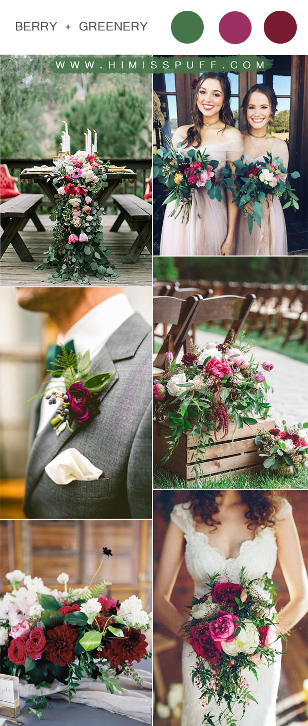 berry tone and greener organic summer wedding color inspiration