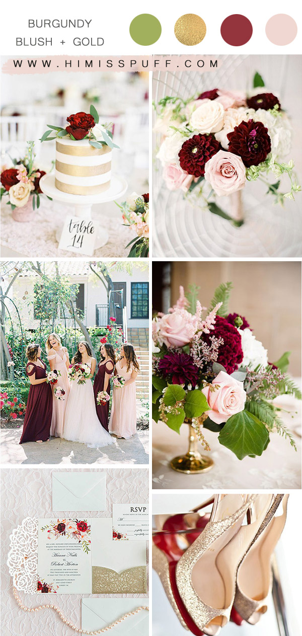 blush burgundy and gold spring and summer wedding color combos