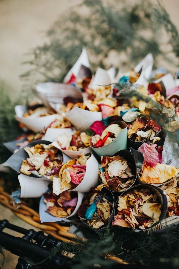 dried flowers wedding confetti cones