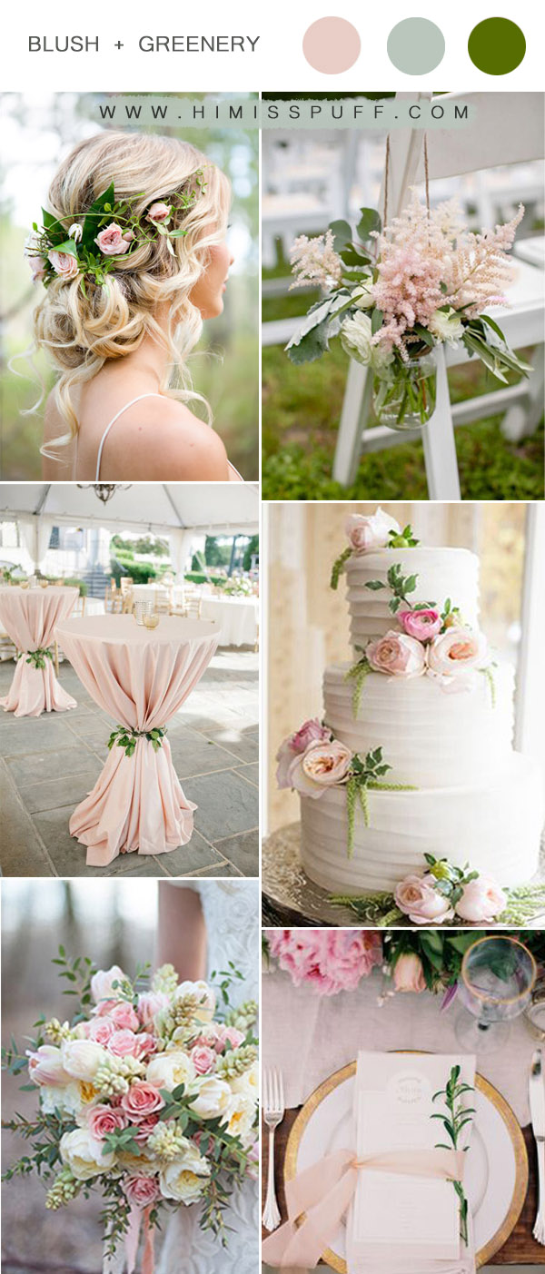 elegant wedding color ideas in blush and green