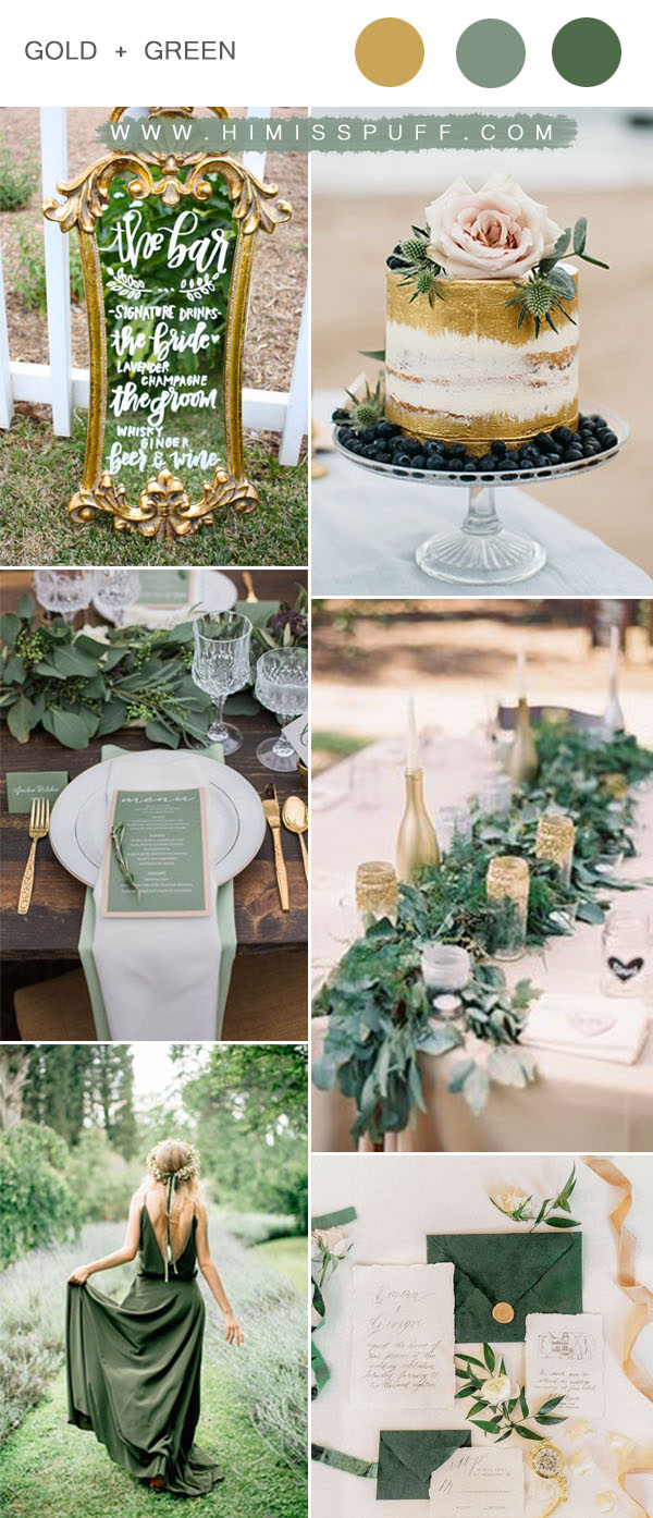 gold and green spring garden wedding color ideas