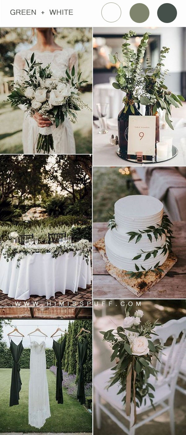 greenery and white wedding color ideas