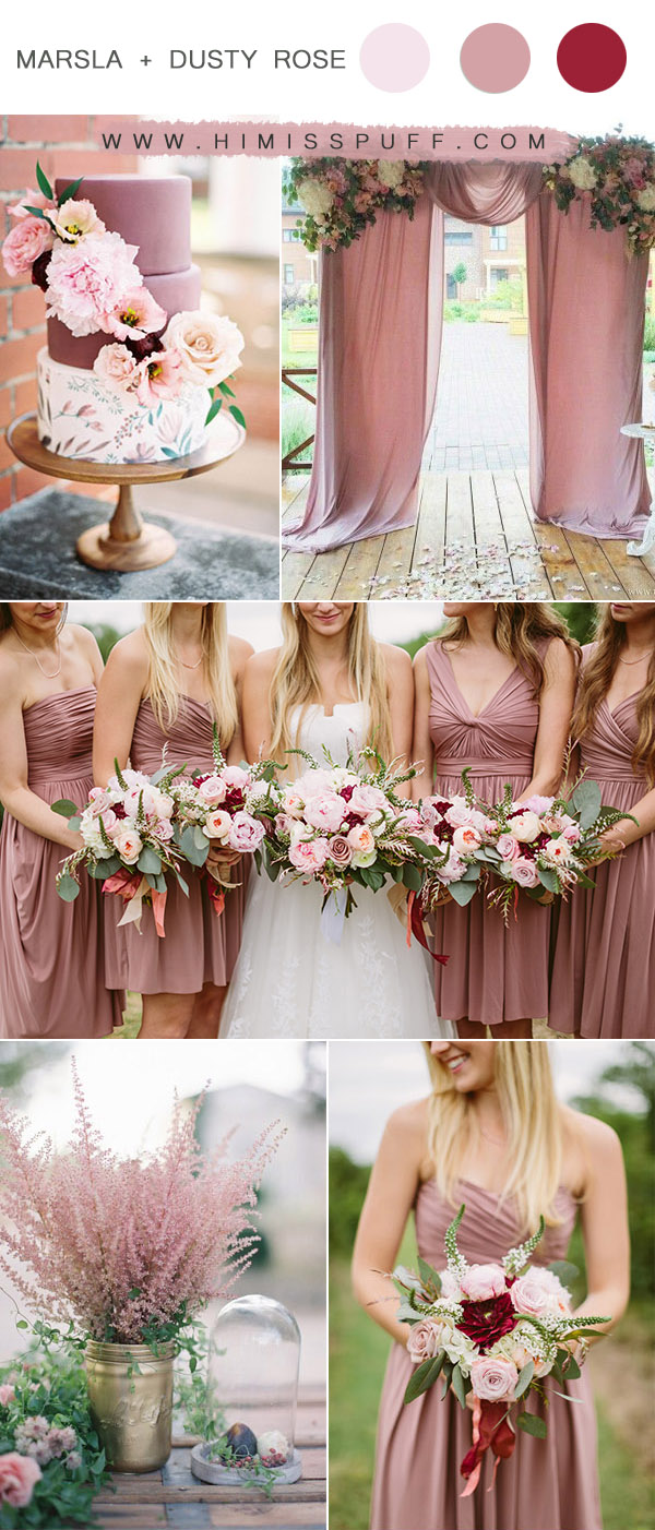 mauve marsala and pink late summer wedding color ideas