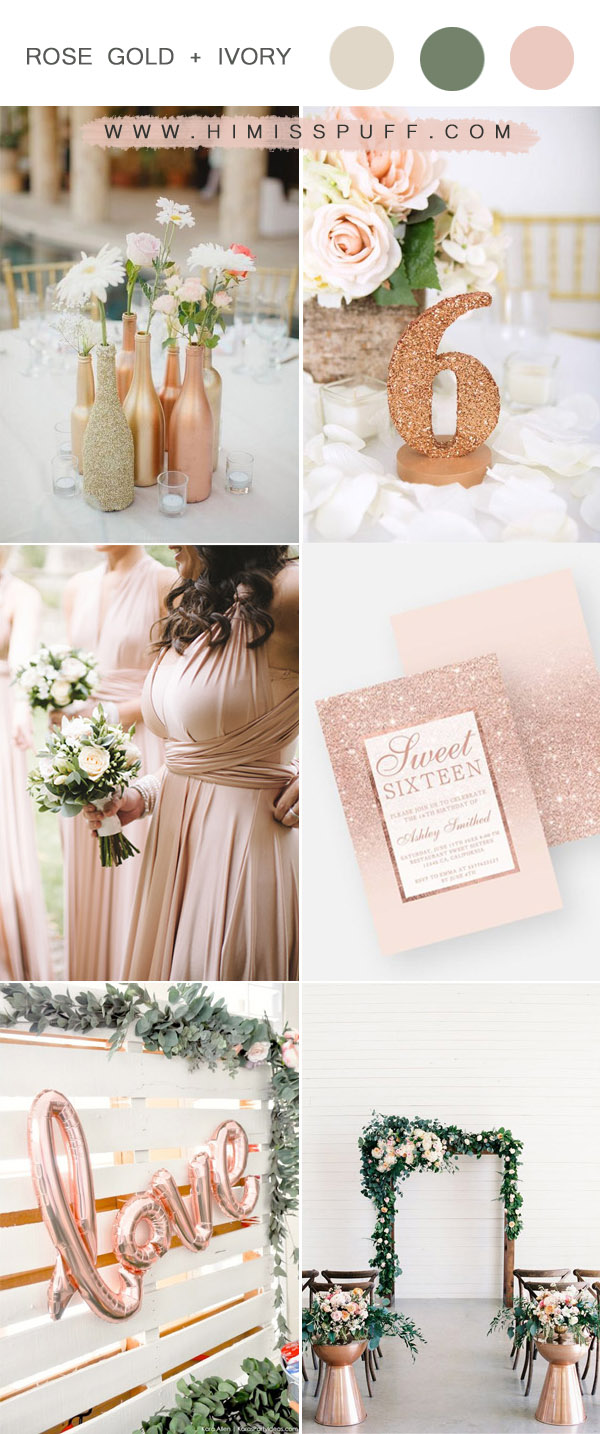 rose gold and ivory white simple modern country neutral wedding colors