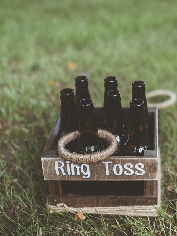 Fun ring toss idea for a wedding reception or happy hour