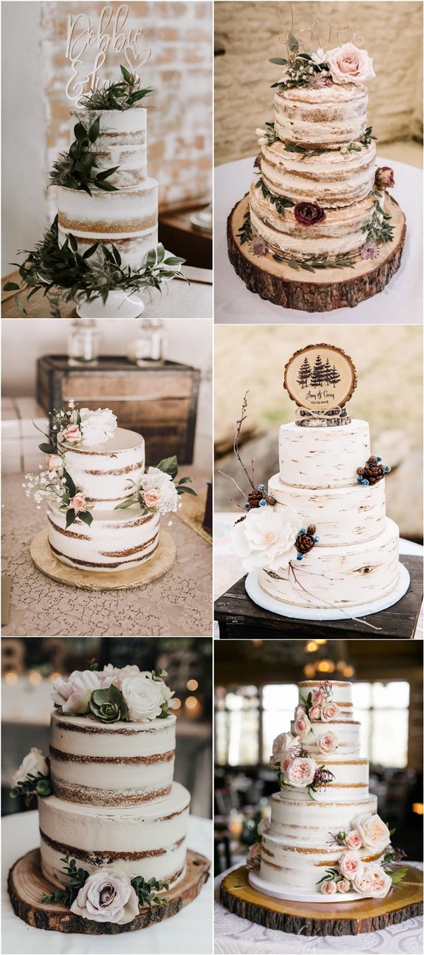 Rustic country naked wedding cakes2