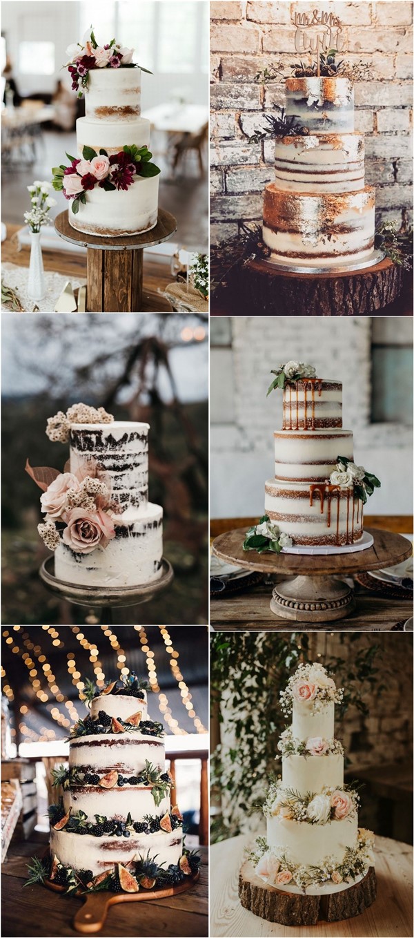Rustic country naked wedding cakes3
