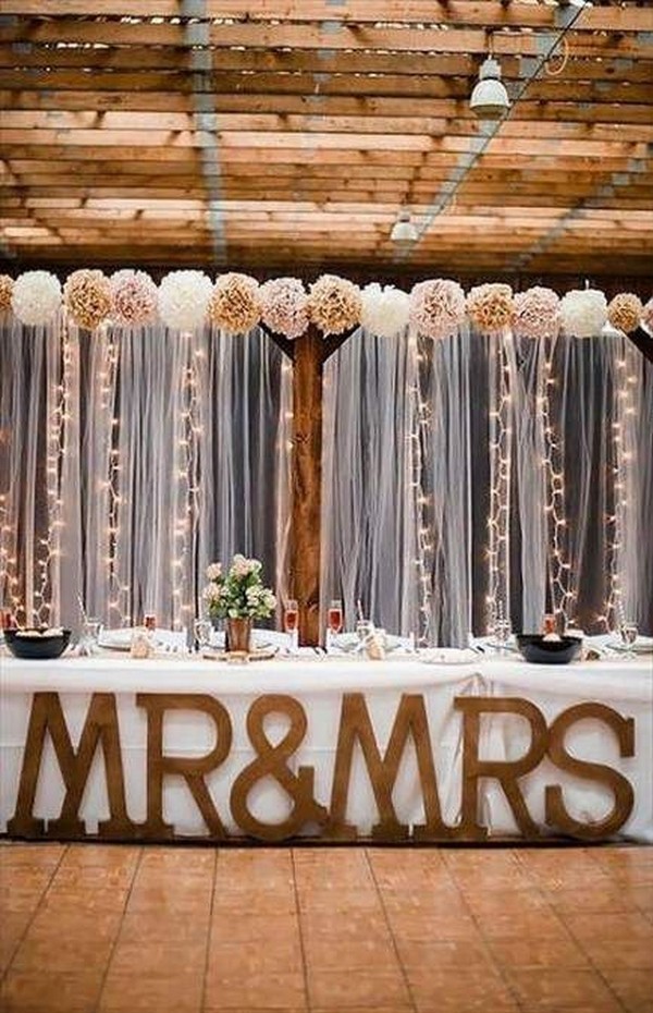 Rustic country wedding sweetheart head table decoration ideas 15