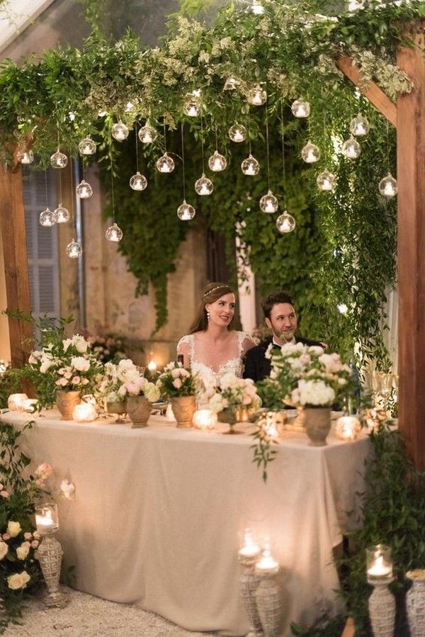 sweetheart table decoration candles rustic hanging greenery country decorations flowers decor diy centerpieces weddings fancy headtable pink emmalovesweddings bridesmaid deco