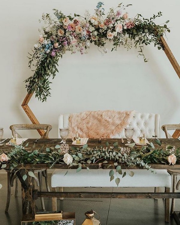 Rustic country wedding sweetheart head table decoration ideas 8