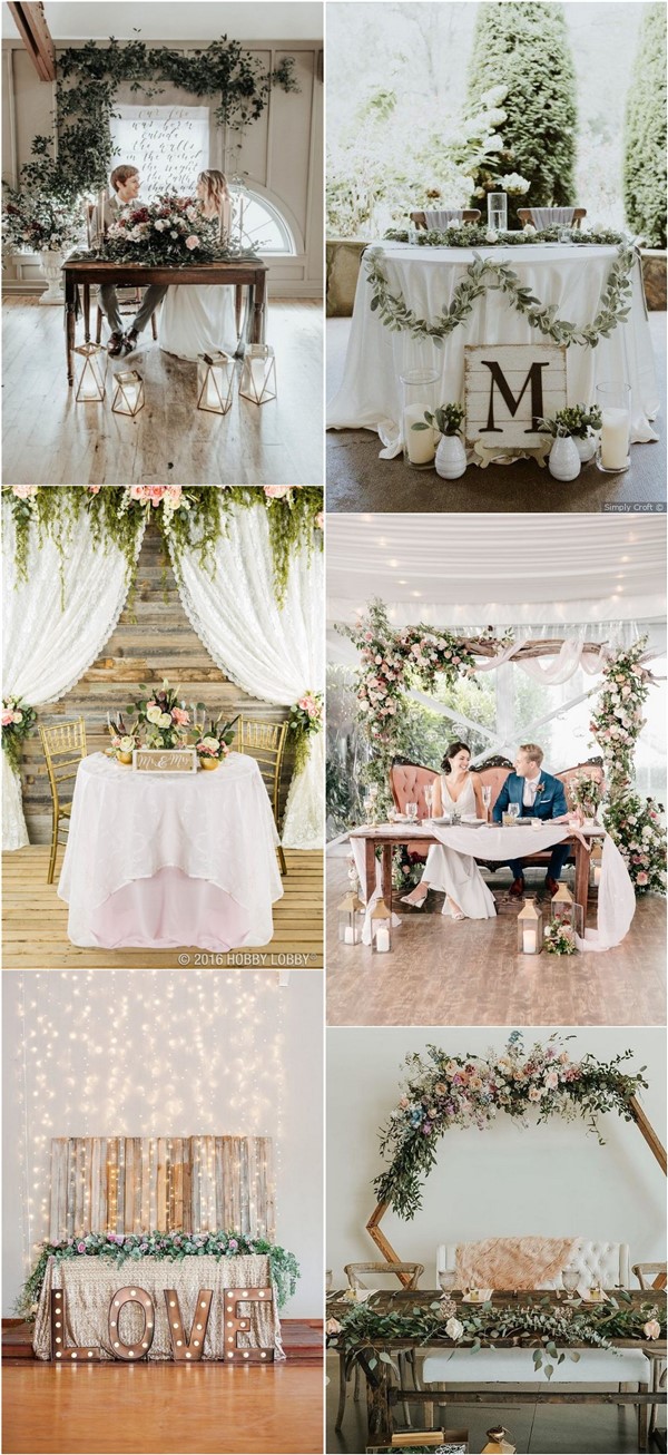 Rustic country wedding sweetheart head table decoration ideas4