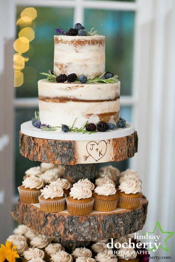 Rustic naked buttercream cake by Bella Manse Wedding Cake Designs