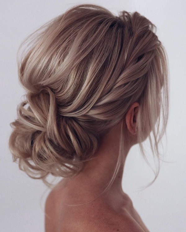 elegant low bun updo wedding hairstyles 1