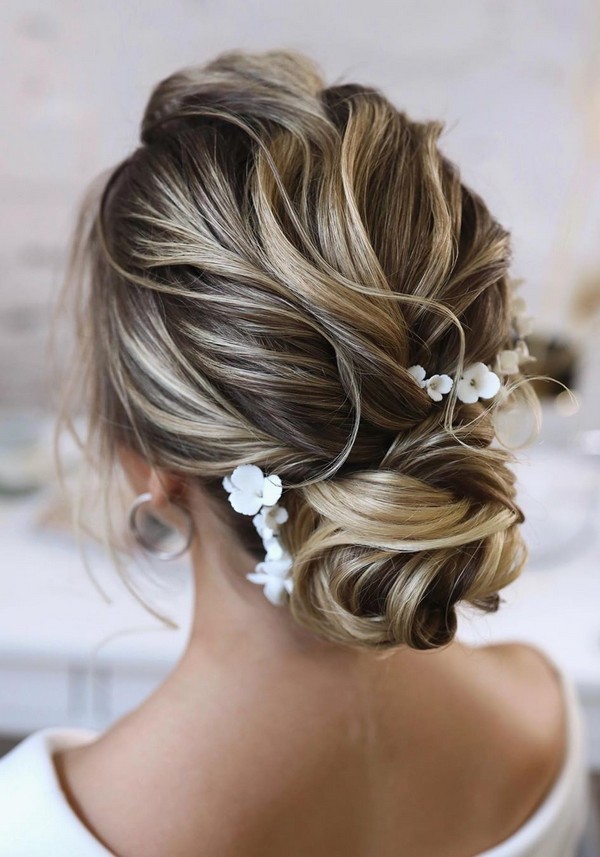elegant low bun updo wedding hairstyles 19