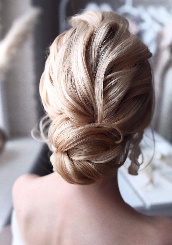 elegant low bun updo wedding hairstyles 25