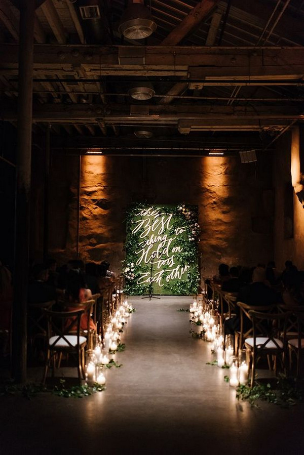 industrial wedding altar and aisle decoration ideas