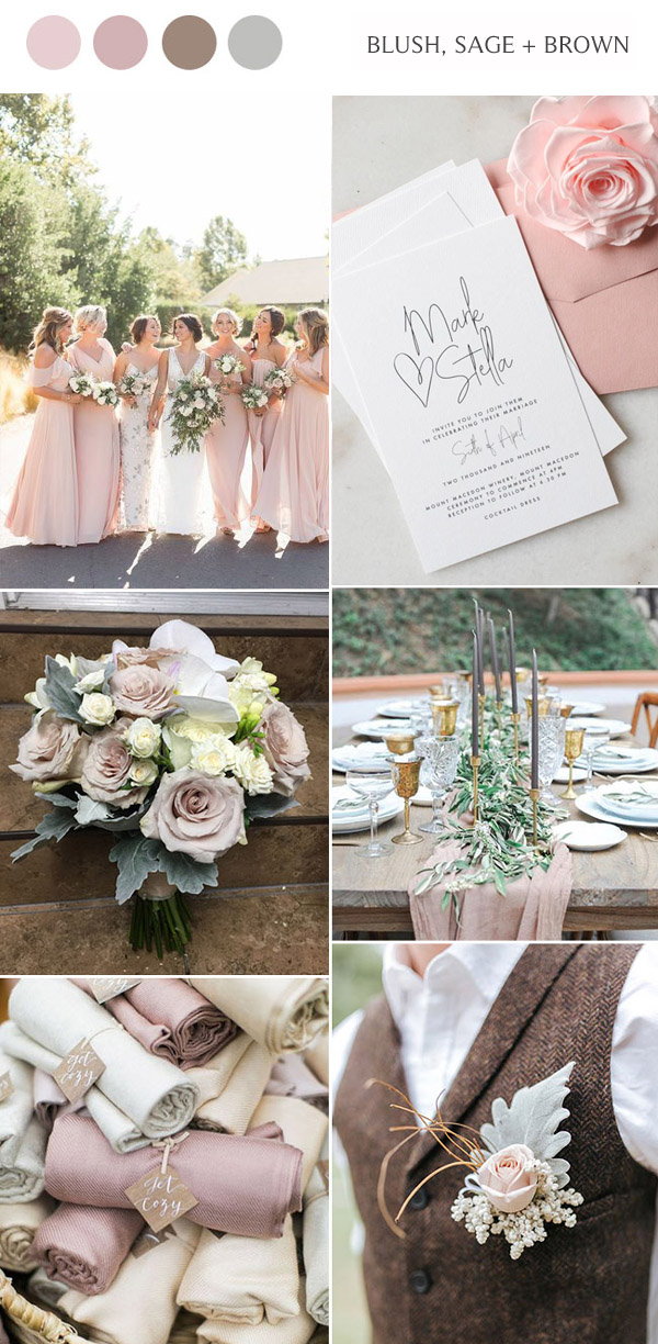 nude blush and brown fall wedding color ideas