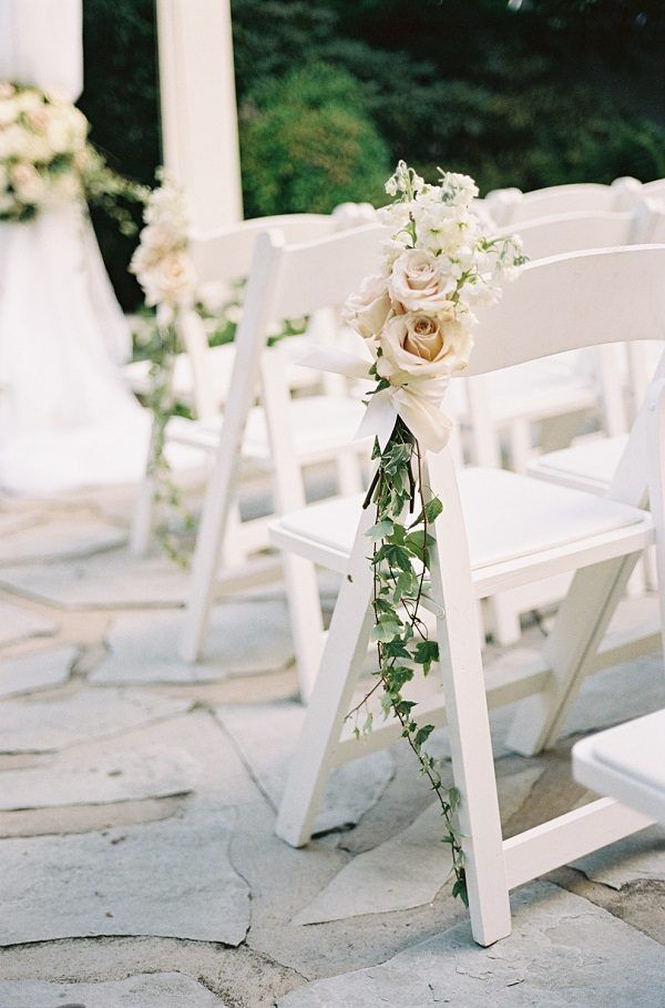 outdoor white and green wedding aisle decoration 11