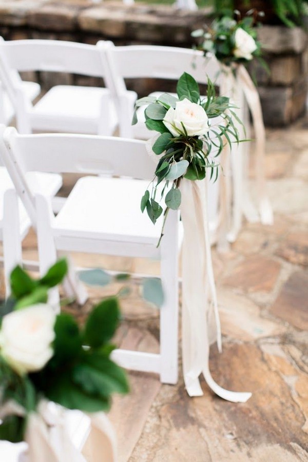 outdoor white and green wedding aisle decoration 3