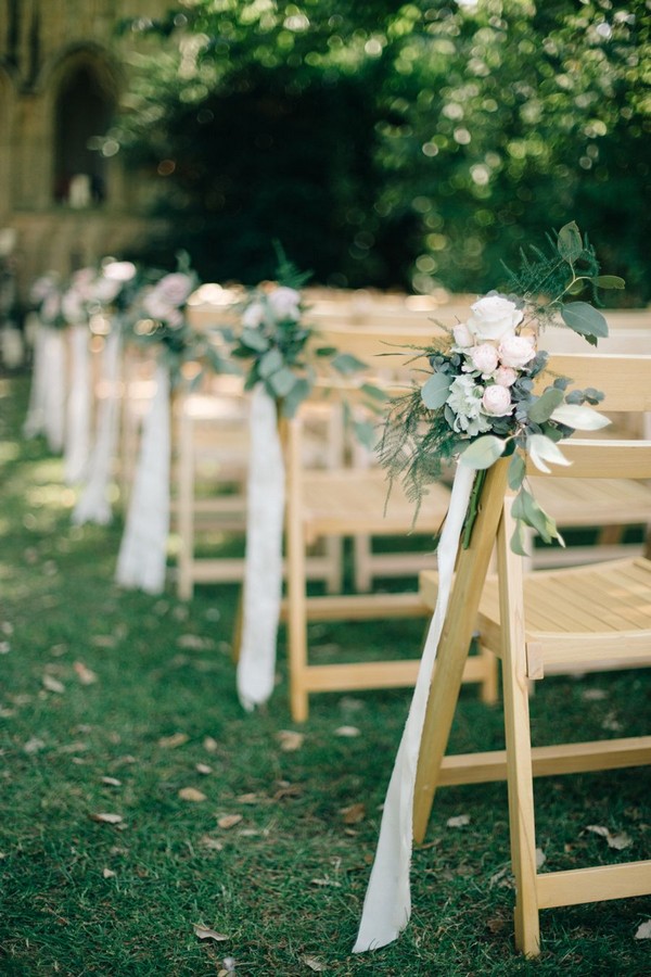 outdoor white and green wedding aisle decoration 8