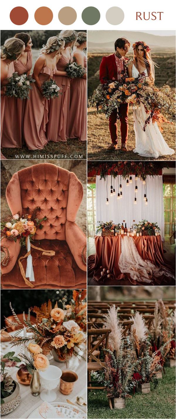 rust fall dusty orange wedding color ideas4