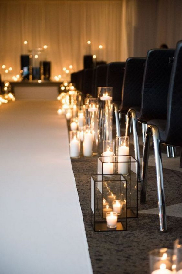 simple chic candles wedding aisle decoraiton ideas