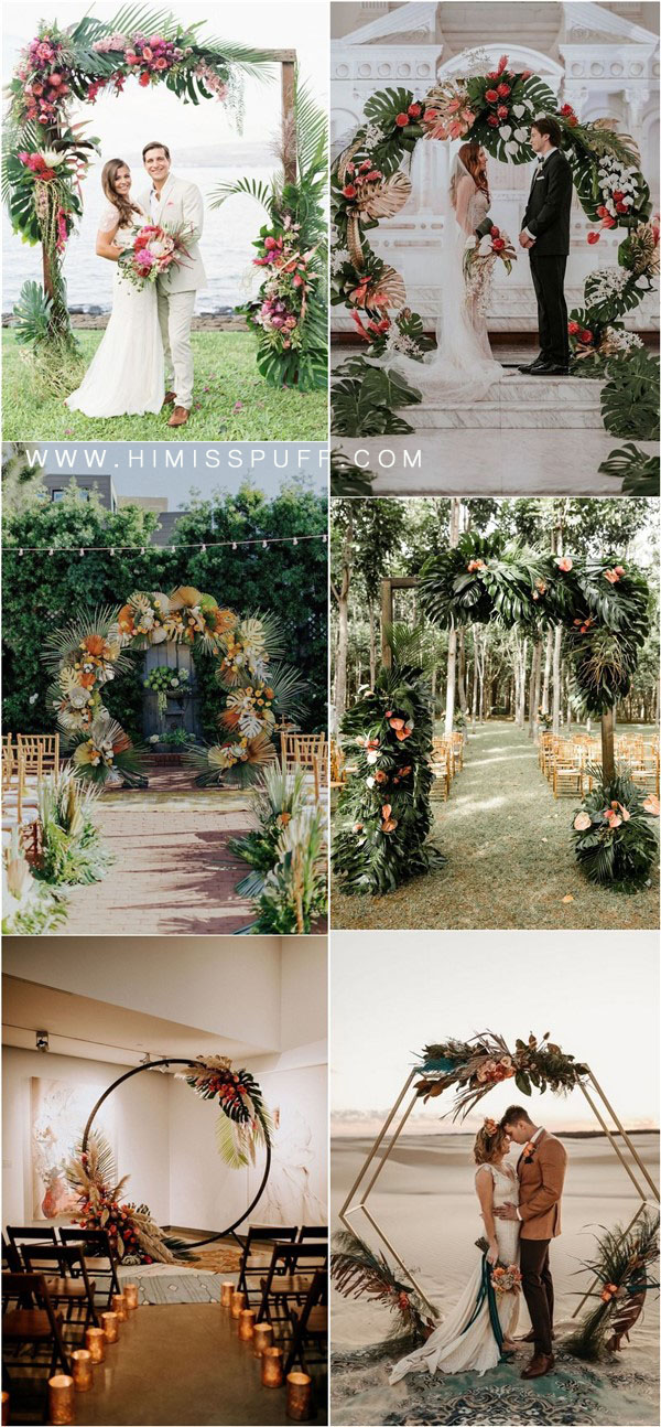 tropical wedding arch and backdrop ideas