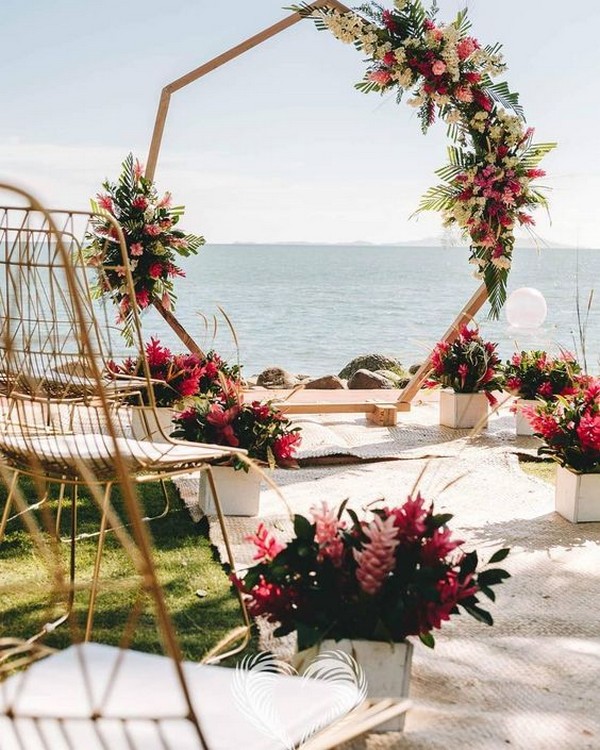 tropical wedding arch for a destination wedding