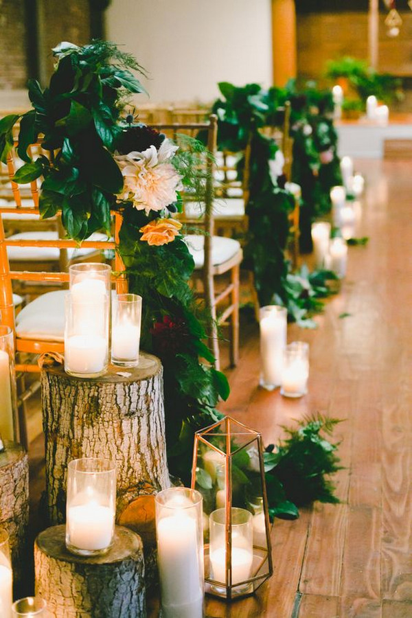 wedding aisle decoration ideas with geometric lanterns