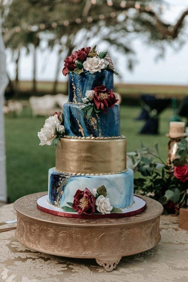 Burgundy and Navy Wedding Cake