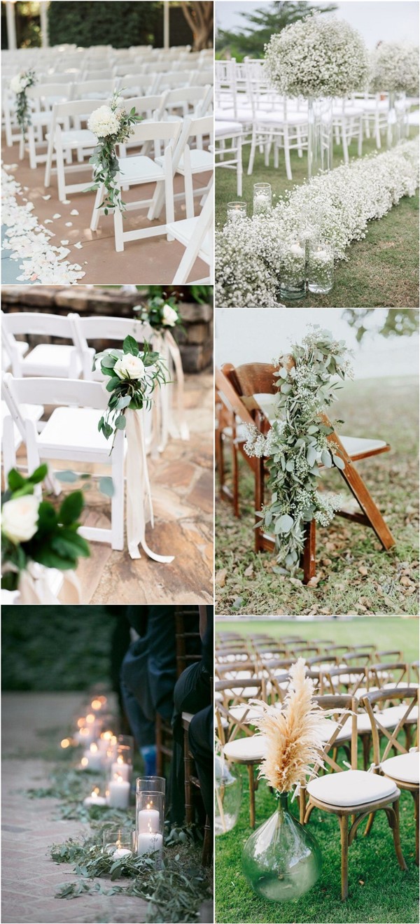 Minimalist Outdoor Greenery Wedding Aisle Decor Ideas2