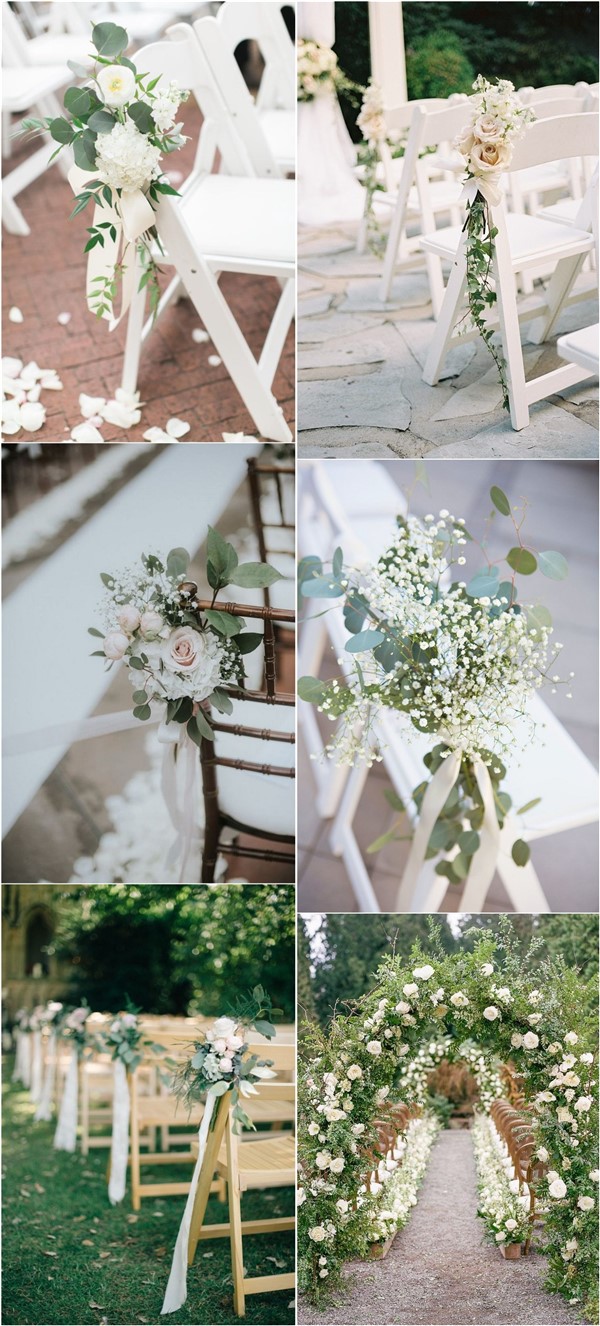 Minimalist Outdoor Greenery Wedding Aisle Decor Ideas3