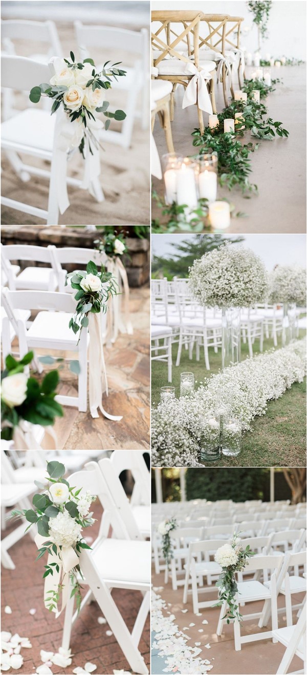 Minimalist Outdoor Greenery Wedding Aisle Decor Ideas