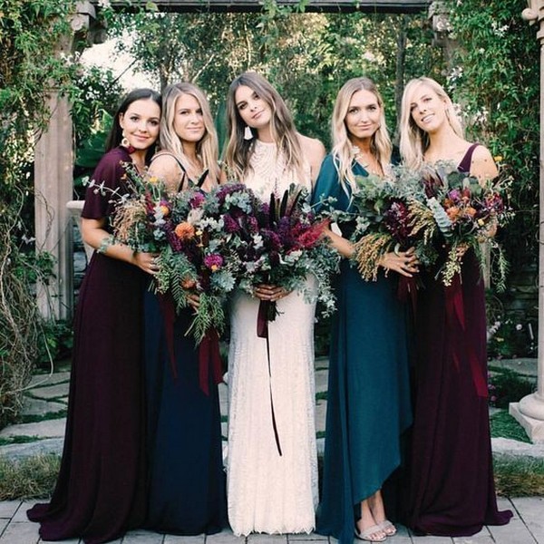 burgundy colour wedding dresses