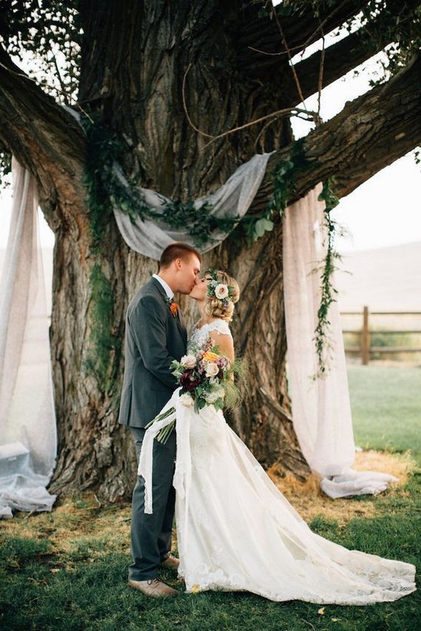 budget friendly tree wedding backdrop ideas