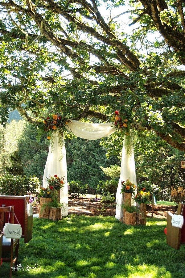 rustic fall tree wedding backdrop
