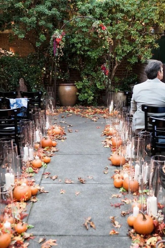 Fall Autumn wedding aisle ideas 5