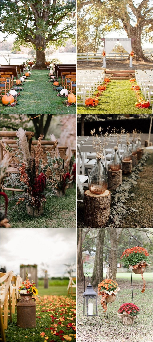 Fall Autumn wedding aisle ideas2