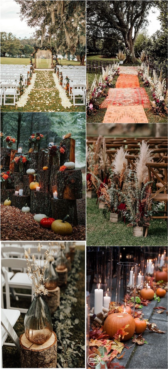 Fall Autumn wedding aisle ideas3