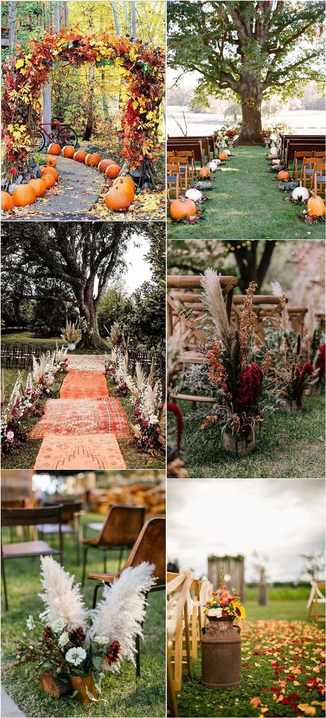 Fall Autumn wedding aisle ideas4