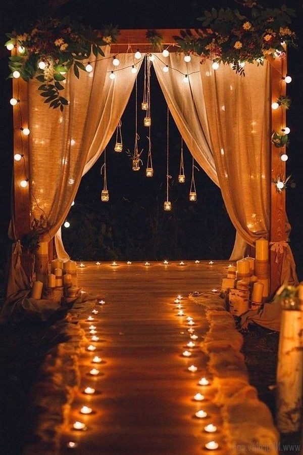Night wedding ceremony aisle and backdrop ideas 1-1