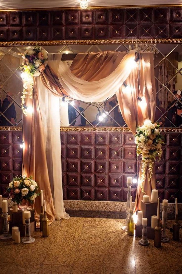 Night wedding ceremony aisle and backdrop ideas 14